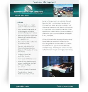 Container Management data sheet cover